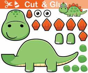 Vector illustration of stegosaurus cartoon. Education paper game for children. Cutout and gluing