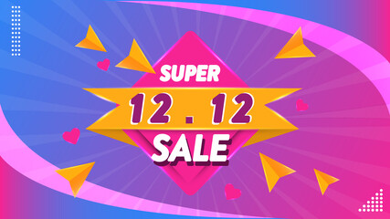 12.12 super sale promotion banner vector
