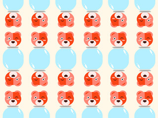 bear cartoon character pattern on cream background