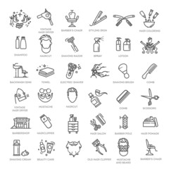 Barbershop vector icons set. Vector illustration