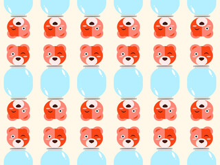 Obraz premium bear cartoon character pattern on cream background