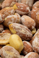 Close-up salted peanuts. food background. Snack Fresh Nuts. Story format