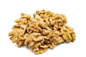 Walnut kernel isolated on white background. Snack fresh nuts. close up
