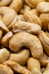 Close-up cashew. food background. Snack Fresh Nuts. Story format