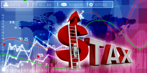 3d rendering usd Dollar symbol with tax
