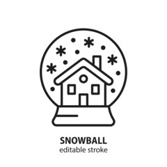 Snowball line vector icon. Symbol of Christmas and New Year. Editable stroke.