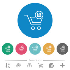 Cart save outline flat round icons