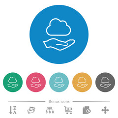 Cloud services outline flat round icons