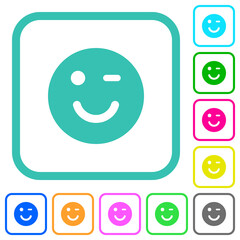 Winking emoticon solid vivid colored flat icons