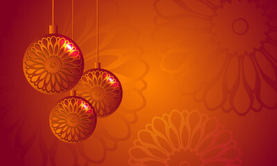 Christmas background with Red christmas balls design. Vector illustration.