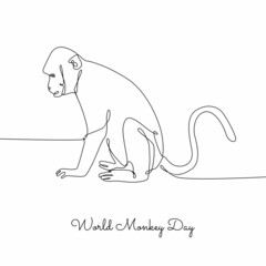 Obraz premium single line art of world monkey day good for world monkey day celebrate.