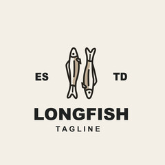 long fish minimalis vintage logo for food brand and company restaurant