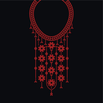 Neckline Vector design for collar shirts, shirts, T-shirt. Embroidery ethnic geometric elements for fabric, textile. graphics fashion wearing.