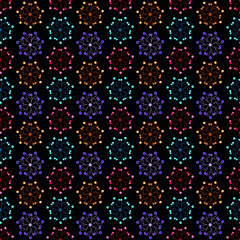 Colorful circular floral repeat pattern