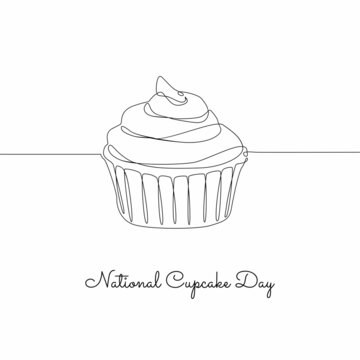single line art of national cupcake day good for national cupcake day celebrate. line art. illustration.