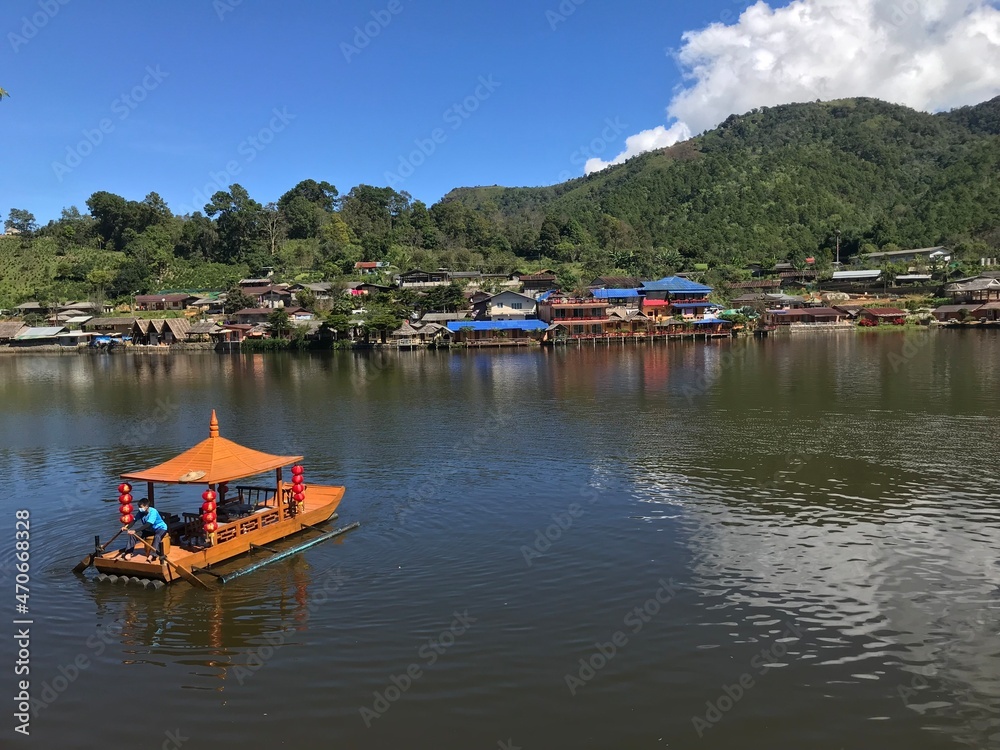 Sticker boats on the river