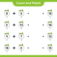 Count and match, count the number of Pinwheels and match with the right numbers. Educational children game, printable worksheet, vector illustration