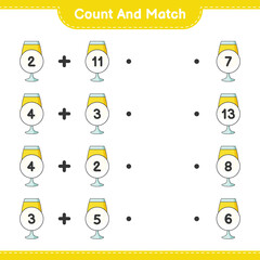 Count and match, count the number of Cocktail and match with the right numbers. Educational children game, printable worksheet, vector illustration