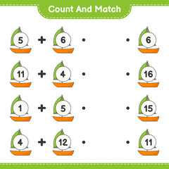 Count and match, count the number of Sailboat and match with the right numbers. Educational children game, printable worksheet, vector illustration