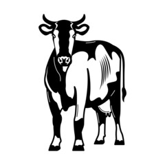 Farm Cow Engraving Composition