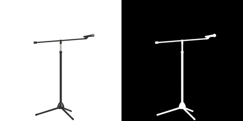 3D rendering illustration of a microphone on a boom stand
