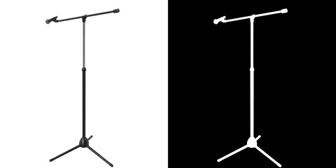 3D rendering illustration of a microphone on a boom stand