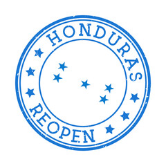 Honduras reopening stamp. Round badge of country with flag of Honduras. Reopening after lockdown sign. Vector illustration.