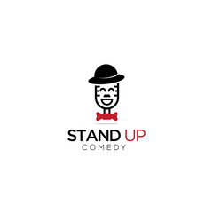 stand up man logo design concept,podcast logo,icon vector template