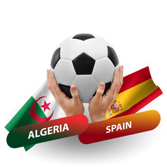 Soccer football competition match, national teams algeria vs spain - obrazy, fototapety, plakaty