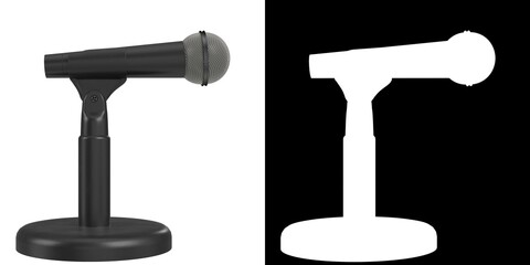 3D rendering illustration of a microphone on a desktop stand