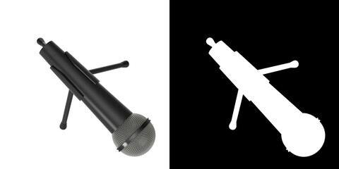 3D rendering illustration of a microphone on a desktop stand