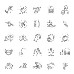 Coronavirus Prevention. Coronavirus Vector Line Icons
