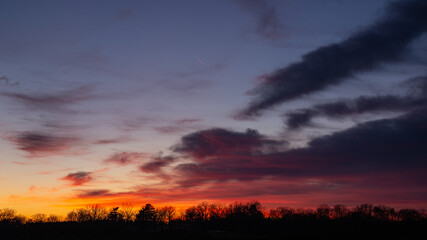Fototapeta na wymiar Colorful Clouds of Sunset over Dale Maffitt Reservoir, Iowa