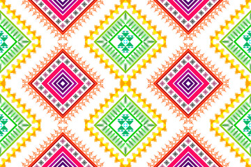 Geometric ethnic pattern design. Aztec fabric carpet mandala ornament boho chevron textile decoration wallpaper. Tribal turkey African Indian traditional embroidery vector illustrations background 
