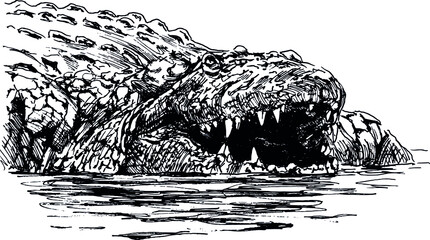 Hand sketch of a crocodile. Vector illustration.