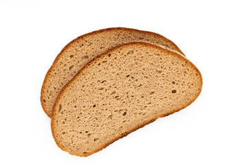 Rye bread isolated on white background.
