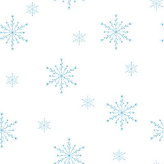 Snowflake pattern. Cute Scandinavian Winter hand drawn seamless patterns set for your decoration, vector illustration