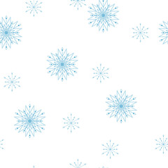 Snowflakes winter seamless pattern vector illustration. Cute scandinavian hand drawn  pattern for your decoration 