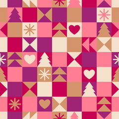 Geometric elements seamless pattern background for christmas holidays.