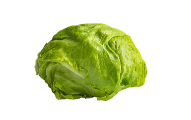 green iceberg lettuce on a white background closeup