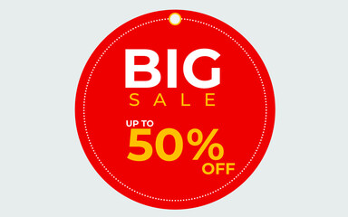 Circle tag with 50% off red and yellow