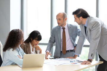 businesspeople team meeting and brainstorming works on the table in conference room