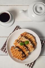 Croffle or croissant waffle, Korean food which become popular and trend in Indonesia now-days