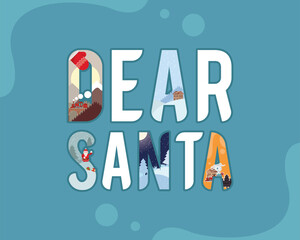 dear santa lettering postcard