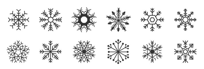 Snowflake Line Icons. Snowflakes set. 