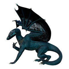 3D Rendering Fairy Tale Dragon on White