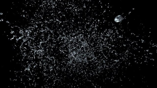 Water splash explode from center around itself. high resolution for element. slow motion. 3d illustration.