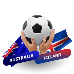 Soccer football competition match, national teams australia vs iceland