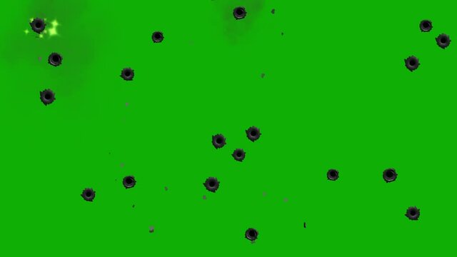 Bullet shots motion graphics with green screen background