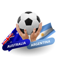 Soccer football competition match, national teams australia vs argentina